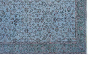 Blue Over Dyed Vintage Rug 5'9'' x 9'2'' ft 175 x 280 cm