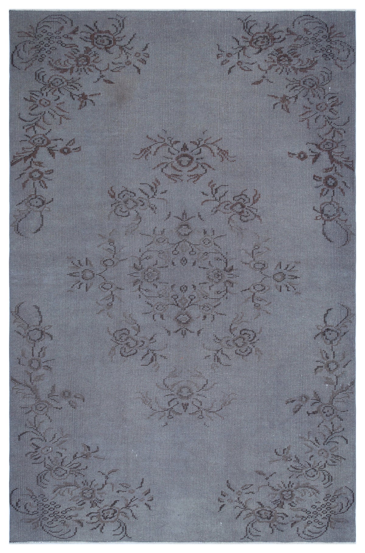 Gray Over Dyed Vintage Rug 5&#39;6&#39;&#39; x 8&#39;6&#39;&#39; ft 168 x 258 cm