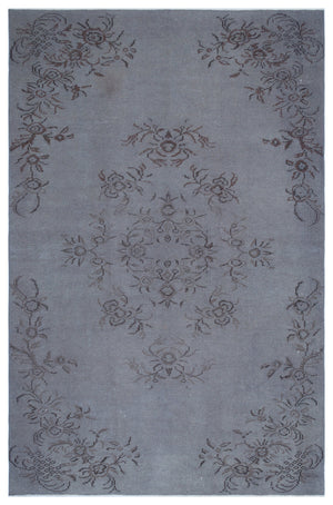 Gray Over Dyed Vintage Rug 5'6'' x 8'6'' ft 168 x 258 cm