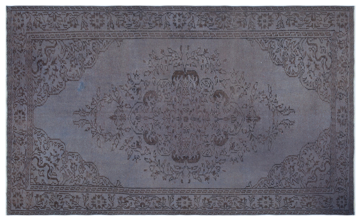 Gray Over Dyed Vintage Rug 5&#39;5&#39;&#39; x 8&#39;10&#39;&#39; ft 165 x 268 cm