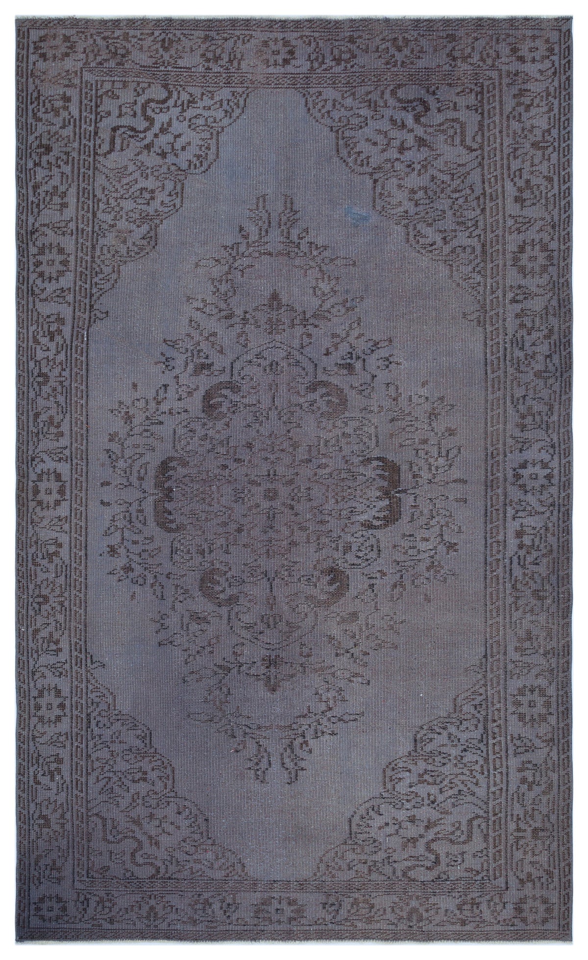 Gray Over Dyed Vintage Rug 5&#39;5&#39;&#39; x 8&#39;10&#39;&#39; ft 165 x 268 cm