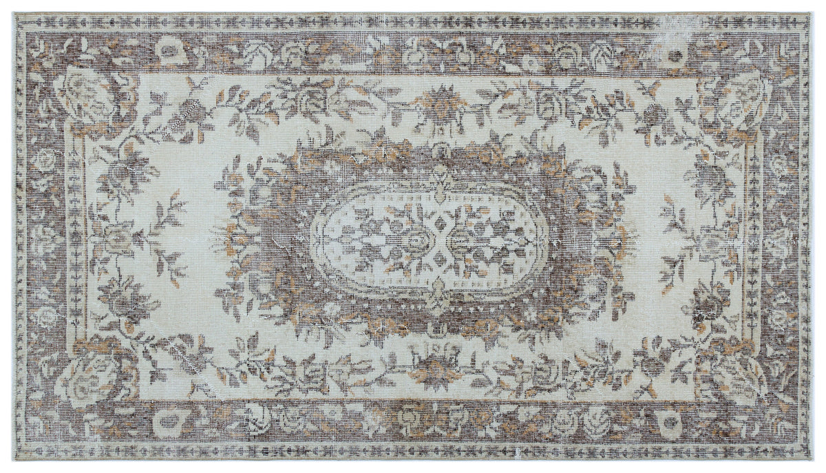 Beige Over Dyed Vintage Rug 3&#39;8&#39;&#39; x 6&#39;7&#39;&#39; ft 113 x 200 cm
