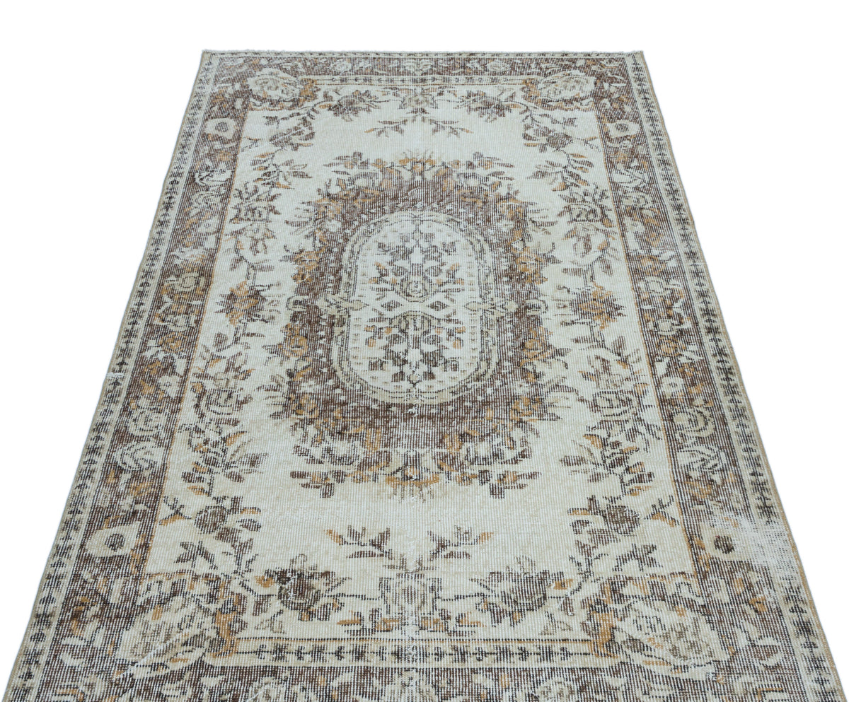 Beige Over Dyed Vintage Rug 3&#39;8&#39;&#39; x 6&#39;7&#39;&#39; ft 113 x 200 cm