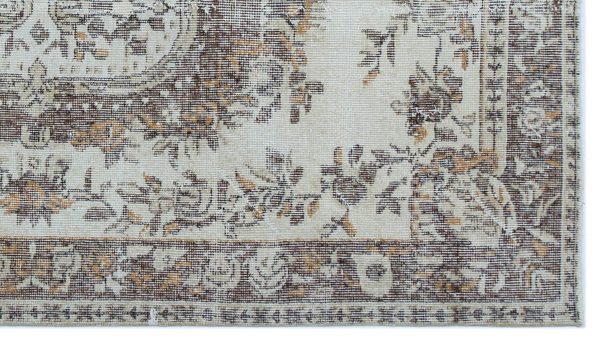 Beige Over Dyed Vintage Rug 3&#39;8&#39;&#39; x 6&#39;7&#39;&#39; ft 113 x 200 cm