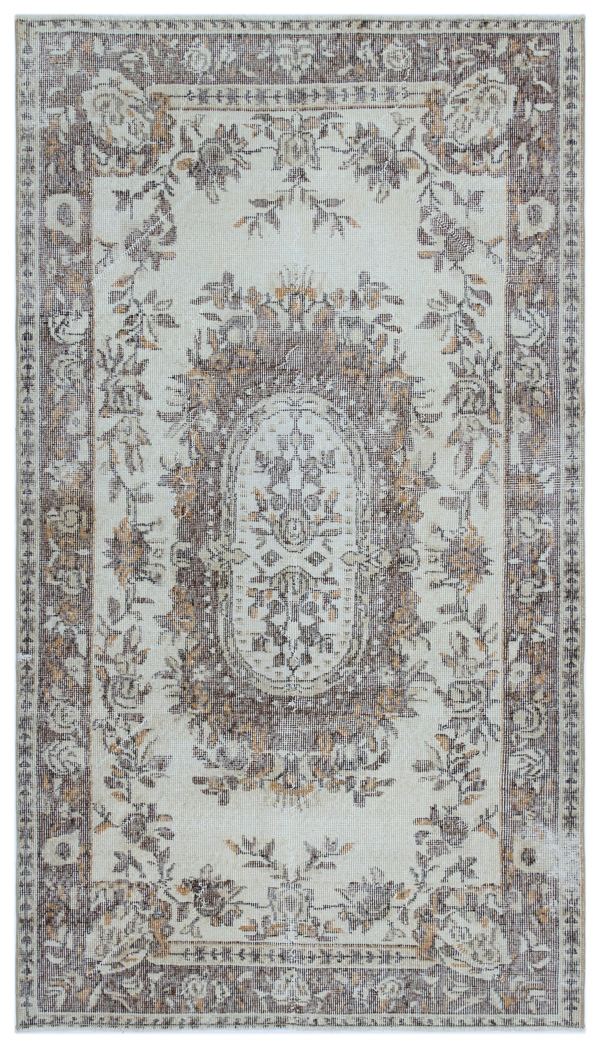 Beige Over Dyed Vintage Rug 3&#39;8&#39;&#39; x 6&#39;7&#39;&#39; ft 113 x 200 cm