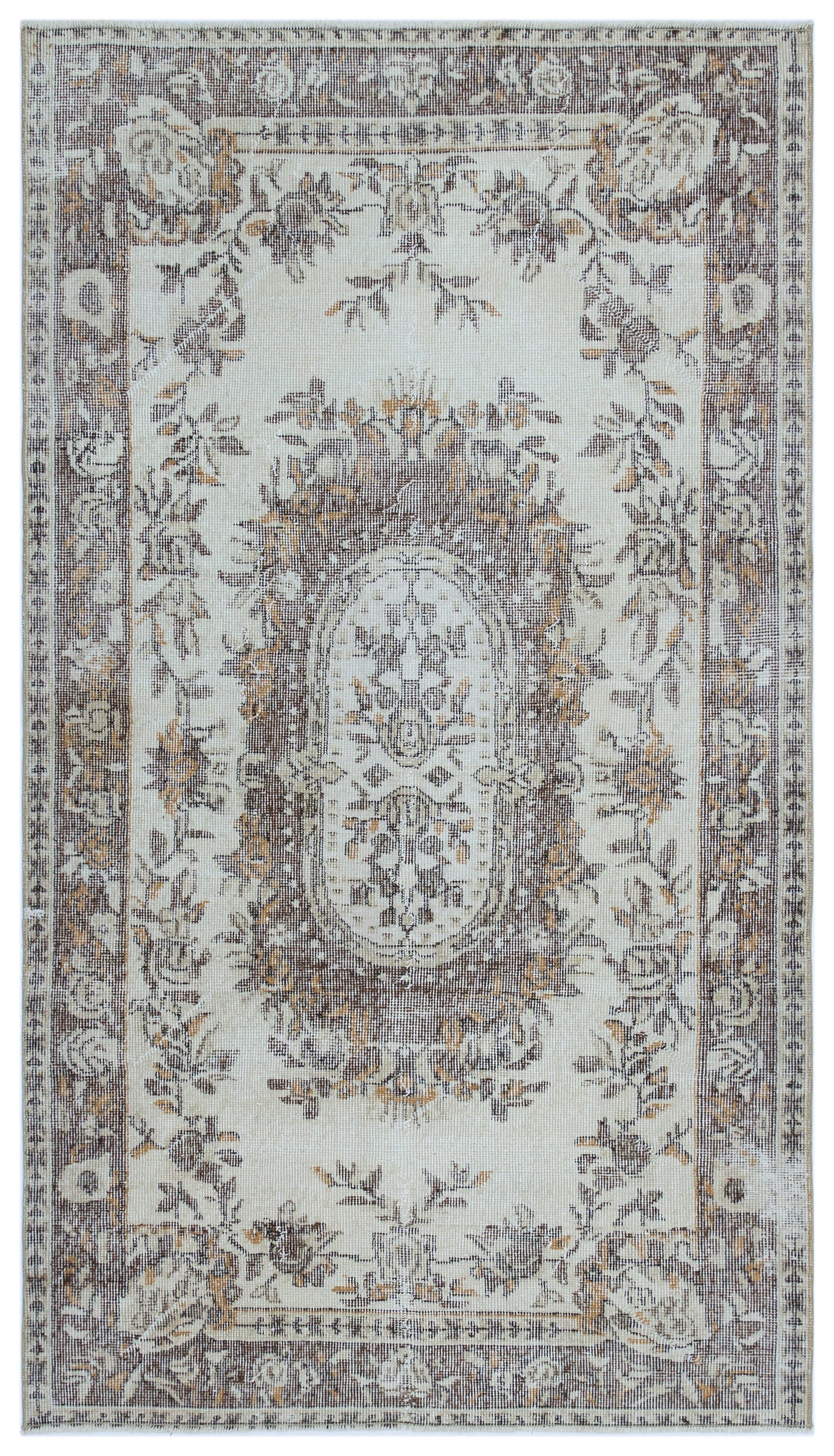 Beige Over Dyed Vintage Rug 3'8'' x 6'7'' ft 113 x 200 cm