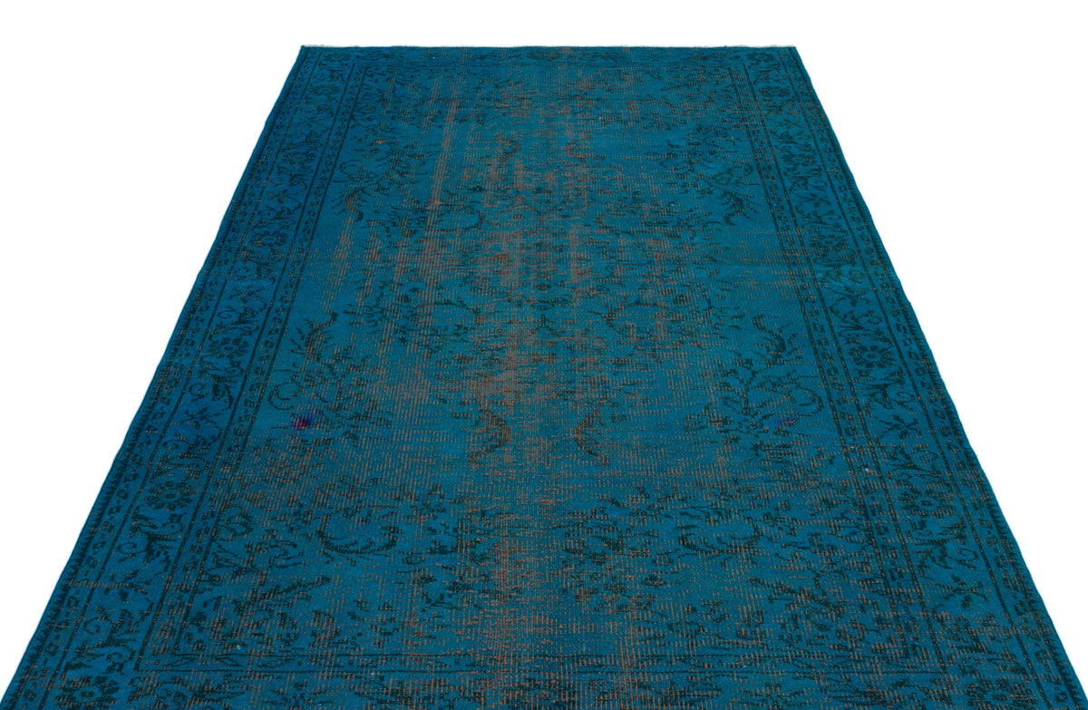 Turquoise  Over Dyed Vintage Rug 5&#39;5&#39;&#39; x 8&#39;6&#39;&#39; ft 166 x 260 cm