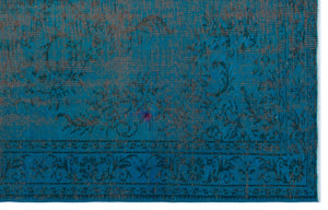 Turquoise  Over Dyed Vintage Rug 5'5'' x 8'6'' ft 166 x 260 cm