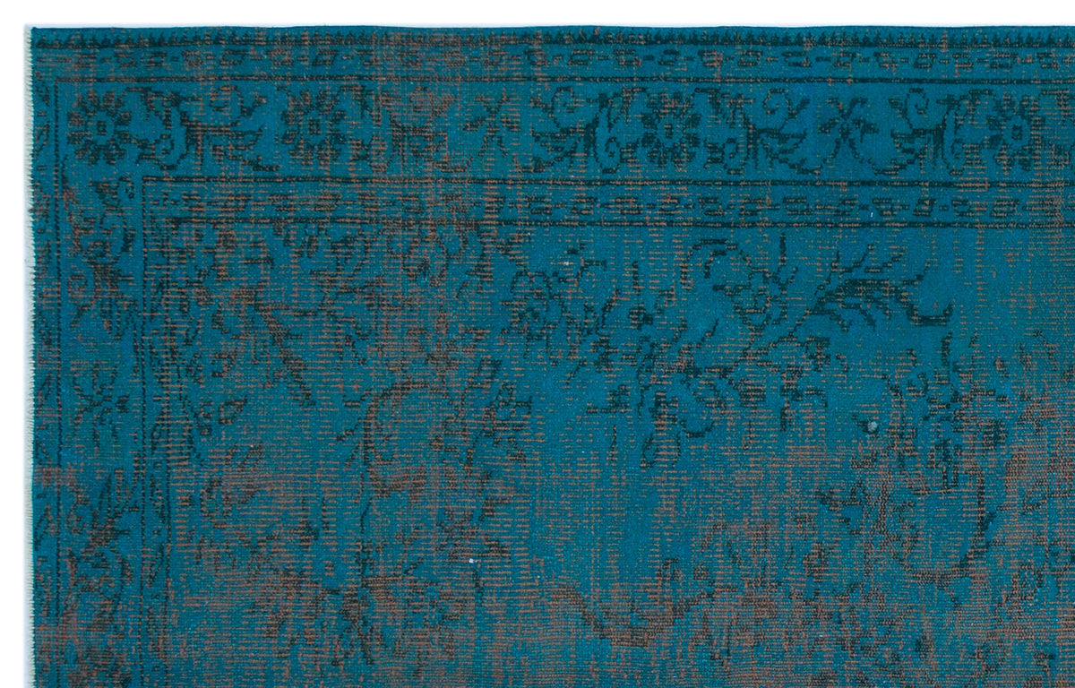 Turquoise  Over Dyed Vintage Rug 5&#39;5&#39;&#39; x 8&#39;6&#39;&#39; ft 166 x 260 cm