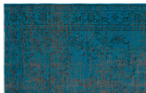 Turquoise  Over Dyed Vintage Rug 5'5'' x 8'6'' ft 166 x 260 cm