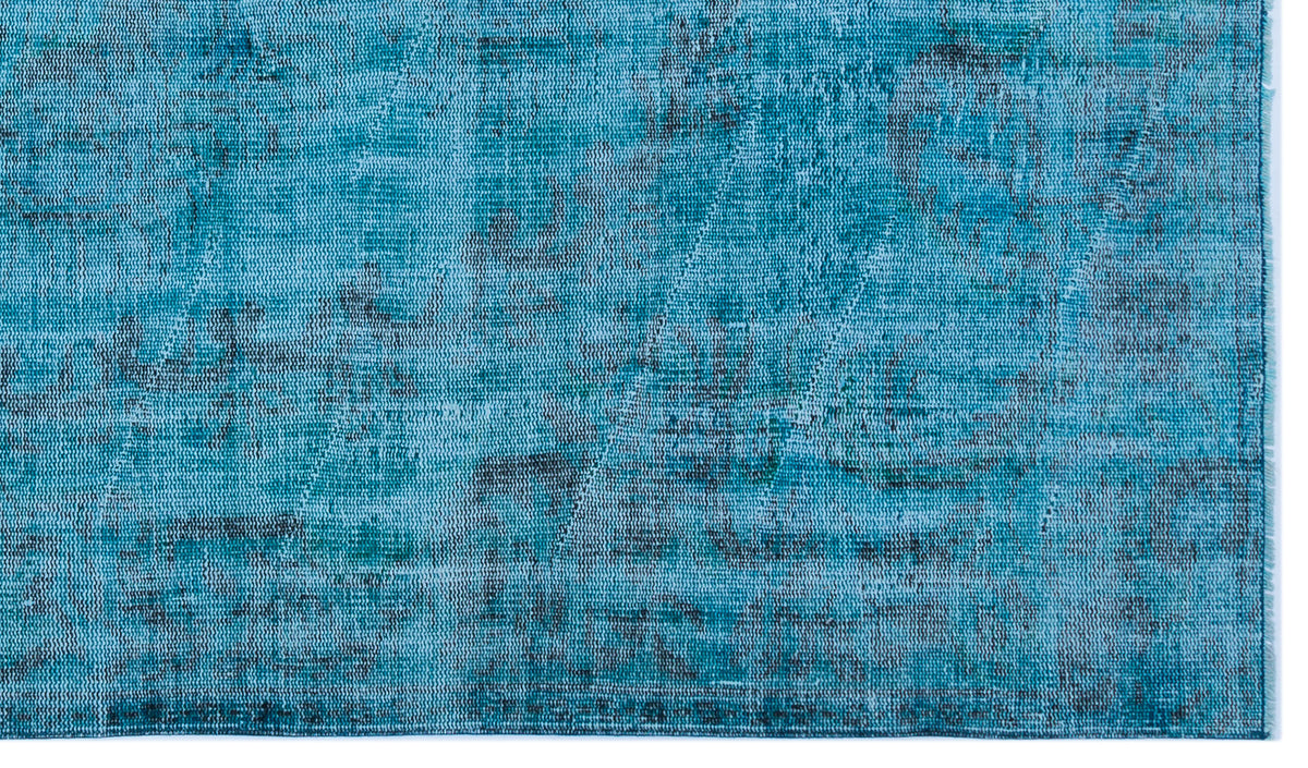 Turquoise  Over Dyed Vintage Rug 5&#39;3&#39;&#39; x 8&#39;11&#39;&#39; ft 160 x 272 cm