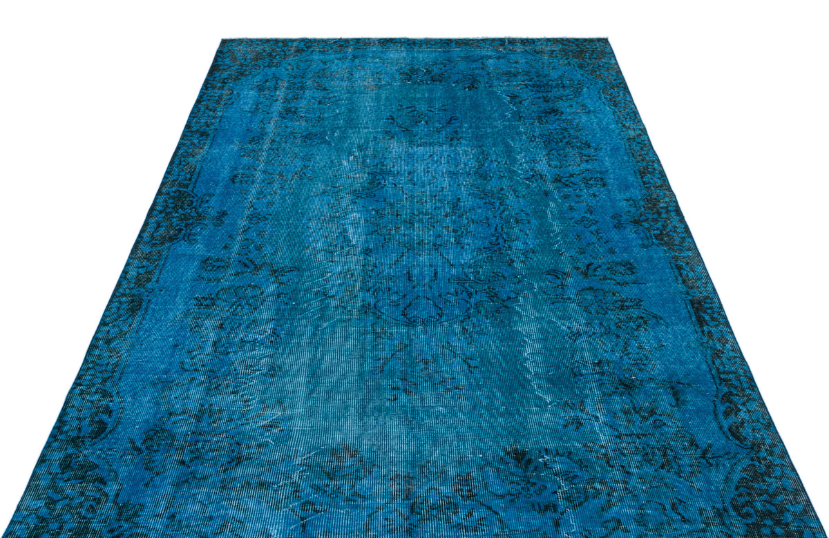Turquoise  Over Dyed Vintage Rug 5&#39;5&#39;&#39; x 8&#39;7&#39;&#39; ft 166 x 262 cm