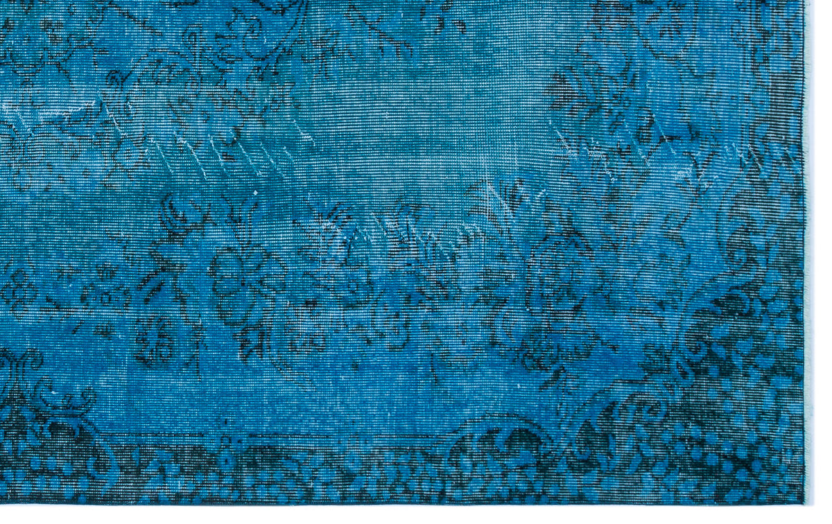 Turquoise  Over Dyed Vintage Rug 5&#39;5&#39;&#39; x 8&#39;7&#39;&#39; ft 166 x 262 cm