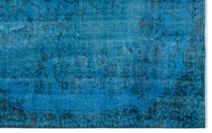 Turquoise  Over Dyed Vintage Rug 5'5'' x 8'7'' ft 166 x 262 cm