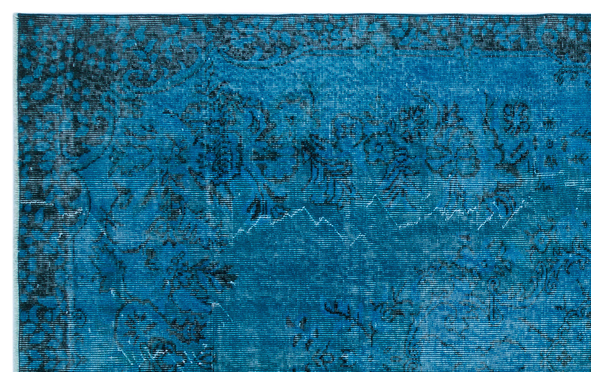 Turquoise  Over Dyed Vintage Rug 5&#39;5&#39;&#39; x 8&#39;7&#39;&#39; ft 166 x 262 cm