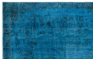 Turquoise  Over Dyed Vintage Rug 5'5'' x 8'7'' ft 166 x 262 cm