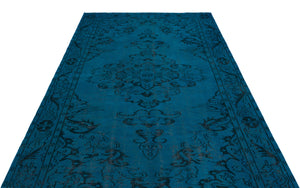 Turquoise  Over Dyed Vintage Rug 5'9'' x 9'10'' ft 175 x 300 cm