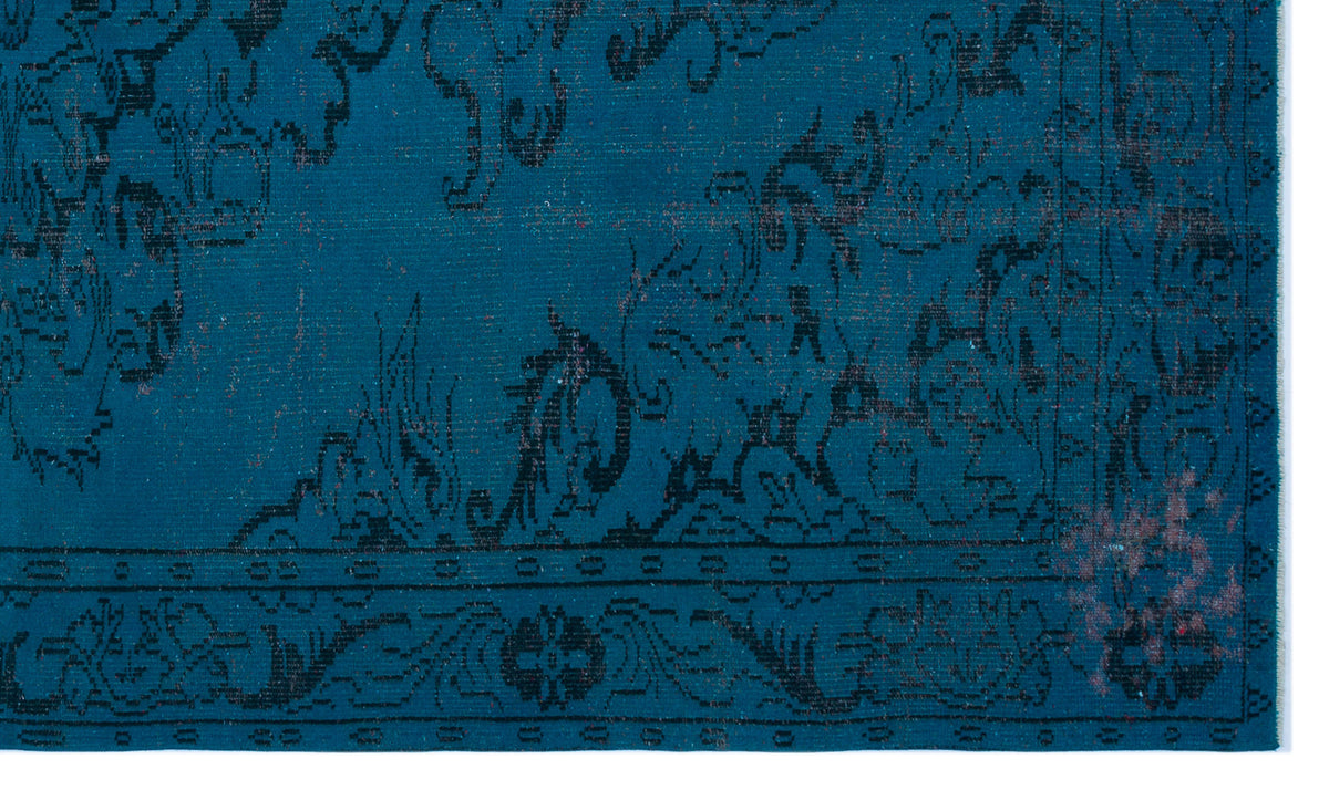 Turquoise  Over Dyed Vintage Rug 5&#39;9&#39;&#39; x 9&#39;10&#39;&#39; ft 175 x 300 cm