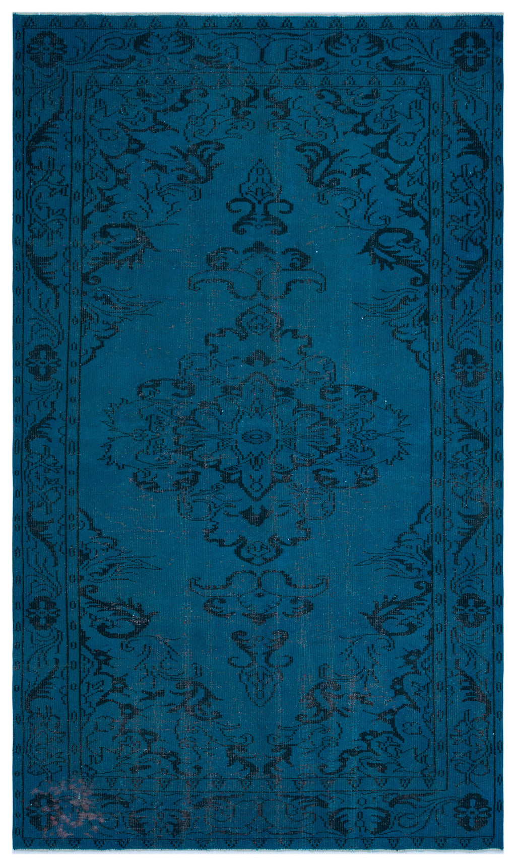 Turquoise  Over Dyed Vintage Rug 5'9'' x 9'10'' ft 175 x 300 cm