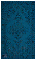 Turquoise  Over Dyed Vintage Rug 5'9'' x 9'10'' ft 175 x 300 cm