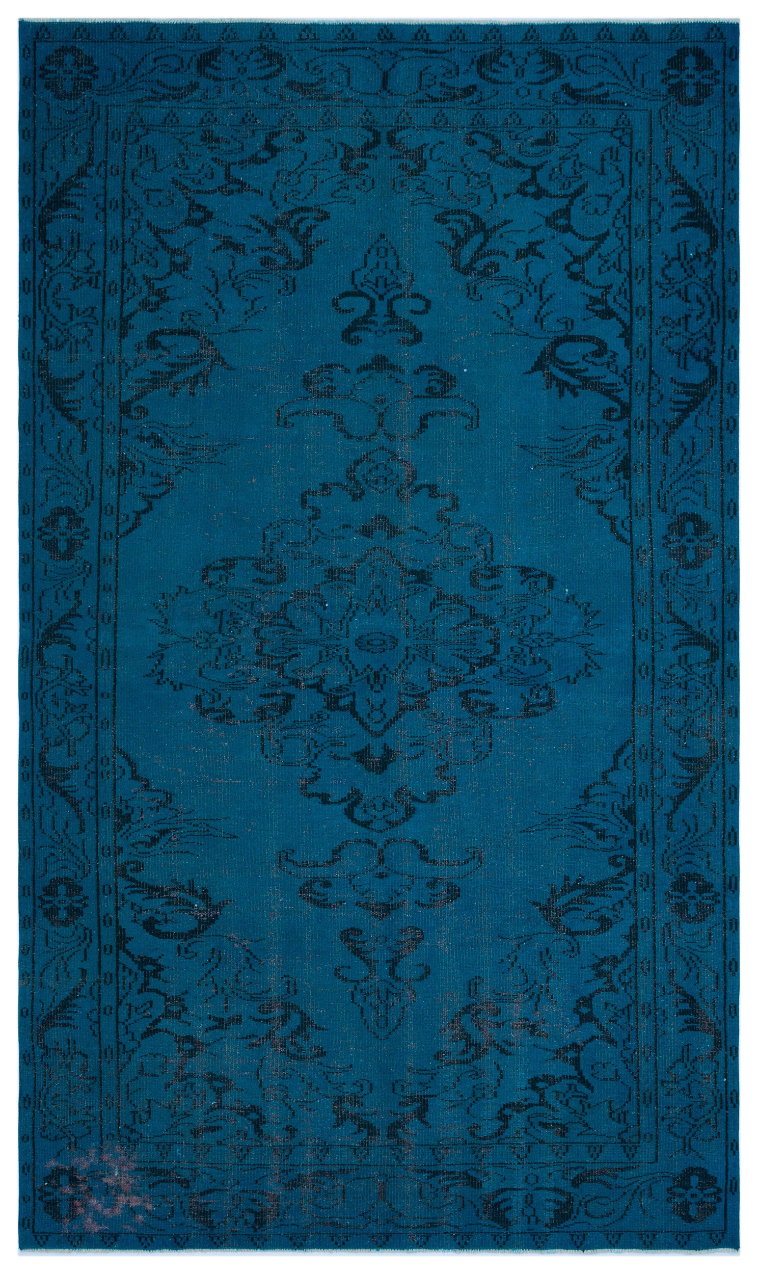 Turquoise  Over Dyed Vintage Rug 5'9'' x 9'10'' ft 175 x 300 cm