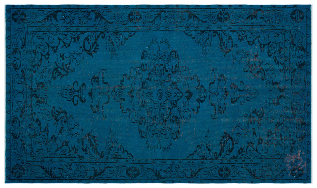 Turquoise  Over Dyed Vintage Rug 5'9'' x 9'10'' ft 175 x 300 cm