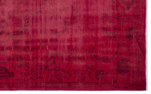 Red Over Dyed Vintage Rug 5'10'' x 9'0'' ft 178 x 275 cm