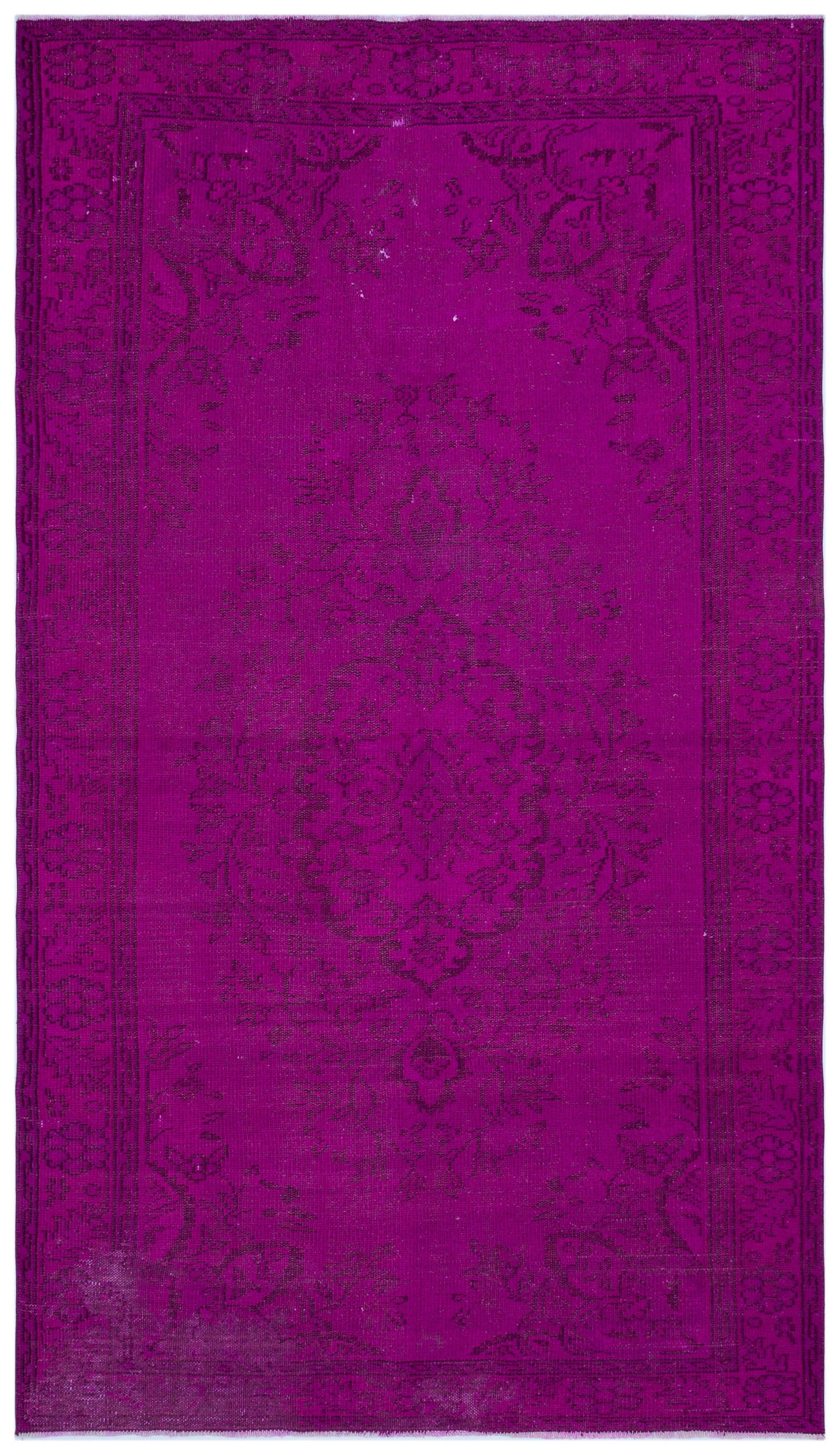 Fuchsia Over Dyed Vintage Rug 5&#39;4&#39;&#39; x 9&#39;3&#39;&#39; ft 162 x 283 cm