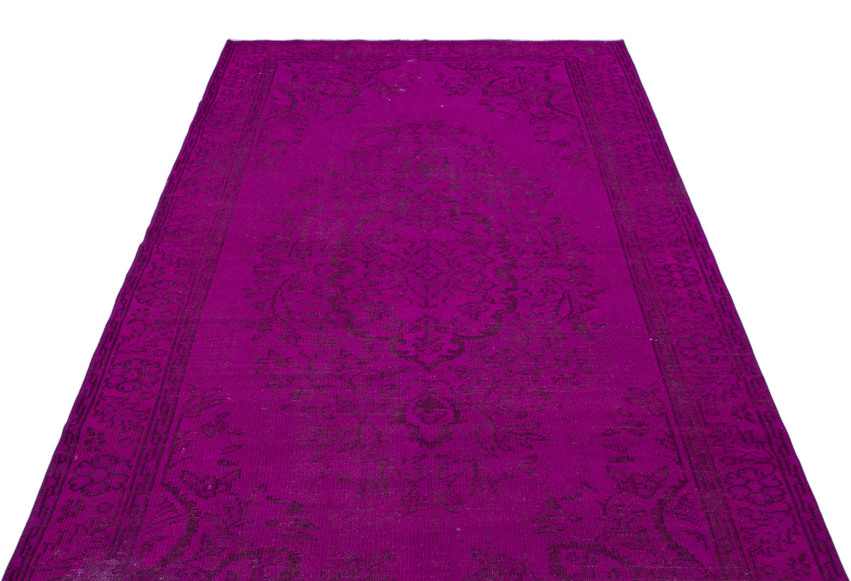 Fuchsia Over Dyed Vintage Rug 5&#39;4&#39;&#39; x 9&#39;3&#39;&#39; ft 162 x 283 cm