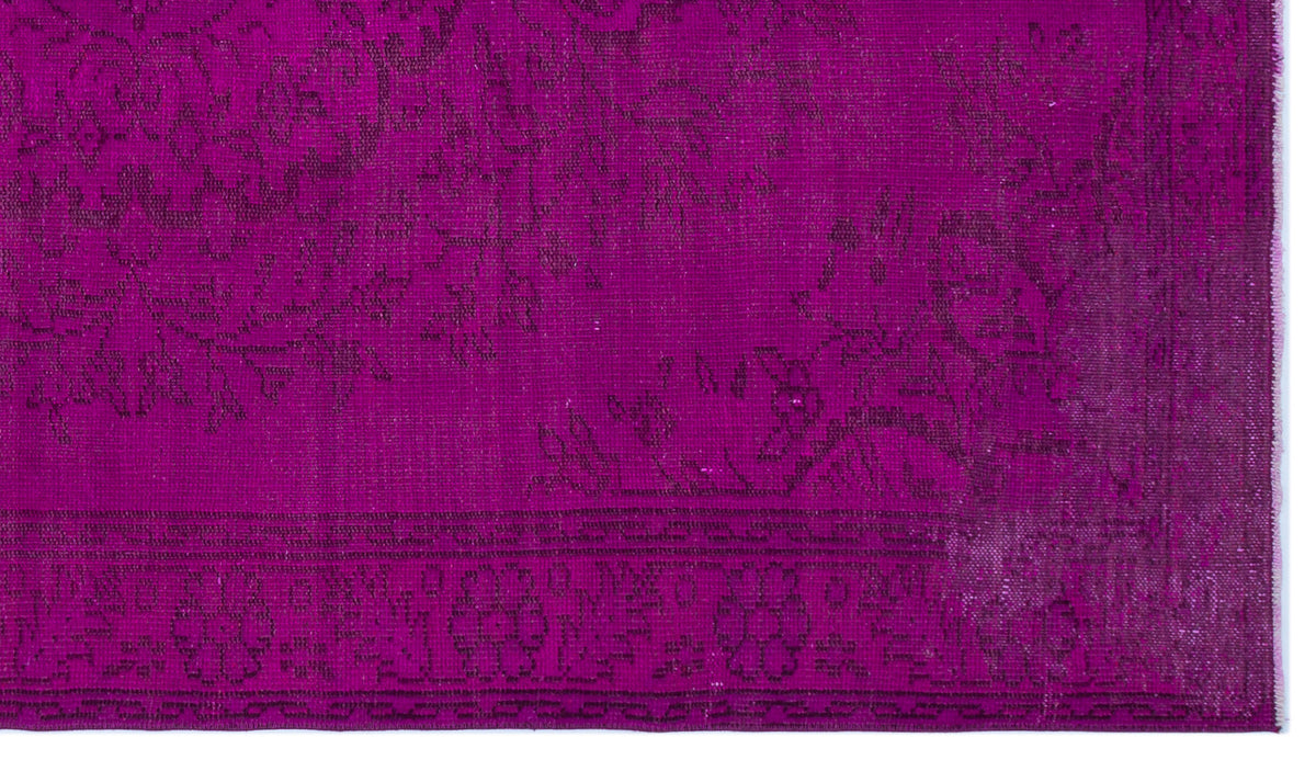 Fuchsia Over Dyed Vintage Rug 5&#39;4&#39;&#39; x 9&#39;3&#39;&#39; ft 162 x 283 cm