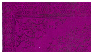 Fuchsia Over Dyed Vintage Rug 5'4'' x 9'3'' ft 162 x 283 cm