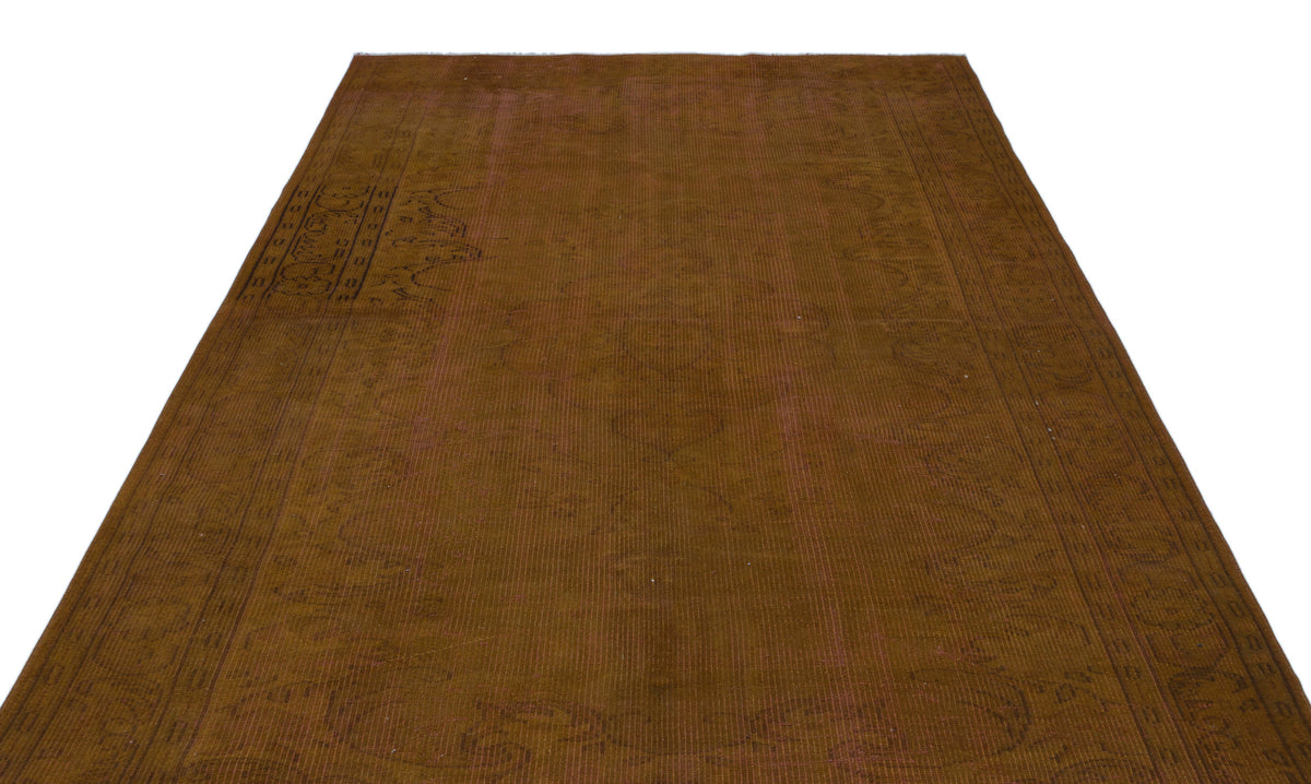 Brown Over Dyed Vintage Rug 6&#39;4&#39;&#39; x 8&#39;12&#39;&#39; ft 192 x 274 cm