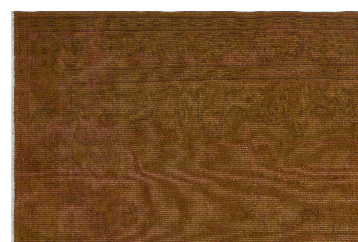 Brown Over Dyed Vintage Rug 6&#39;4&#39;&#39; x 8&#39;12&#39;&#39; ft 192 x 274 cm