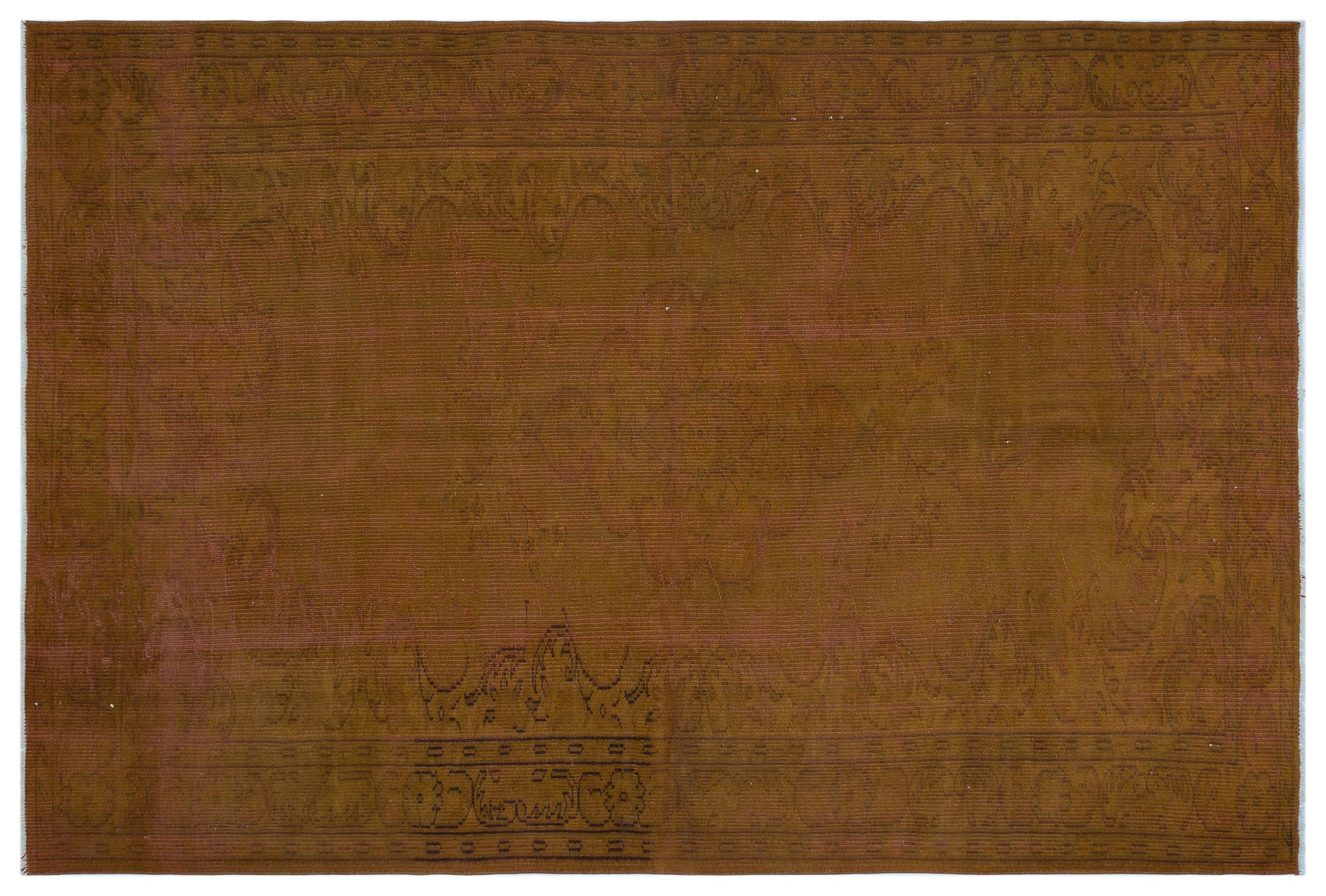 Brown Over Dyed Vintage Rug 6'4'' x 8'12'' ft 192 x 274 cm