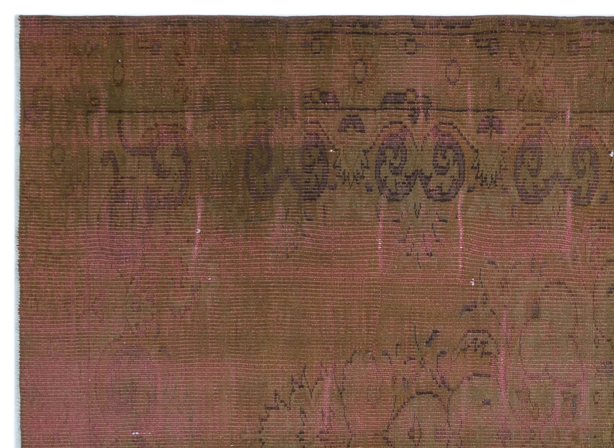 Brown Over Dyed Vintage Rug 5&#39;6&#39;&#39; x 7&#39;9&#39;&#39; ft 167 x 236 cm