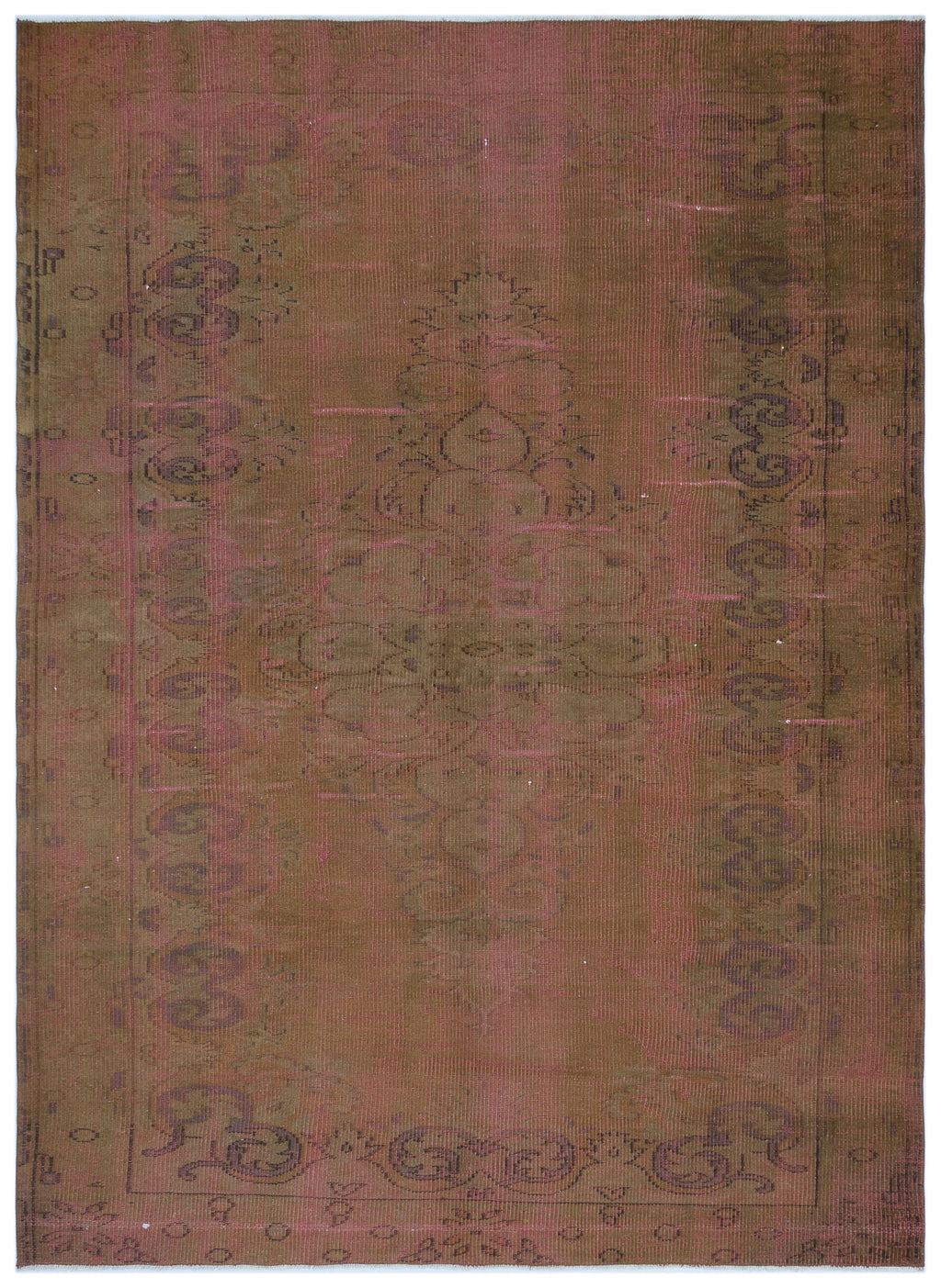 Brown Over Dyed Vintage Rug 5'6'' x 7'9'' ft 167 x 236 cm