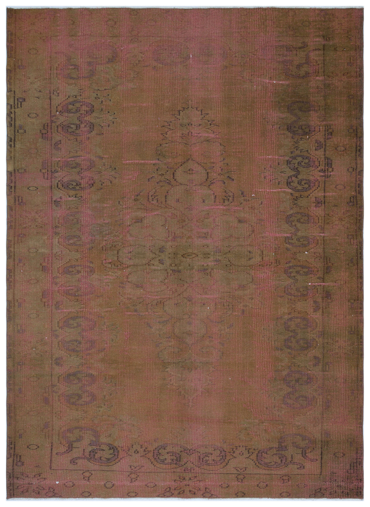 Brown Over Dyed Vintage Rug 5&#39;6&#39;&#39; x 7&#39;9&#39;&#39; ft 167 x 236 cm