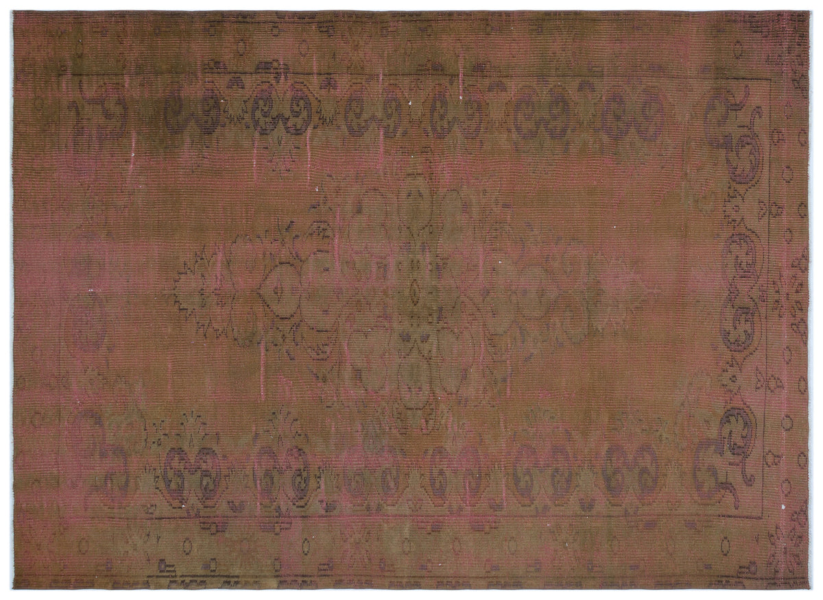 Brown Over Dyed Vintage Rug 5&#39;6&#39;&#39; x 7&#39;9&#39;&#39; ft 167 x 236 cm