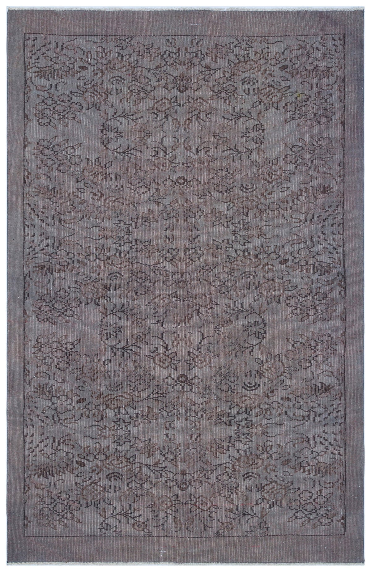 Gray Over Dyed Vintage Rug 5&#39;7&#39;&#39; x 8&#39;5&#39;&#39; ft 169 x 256 cm
