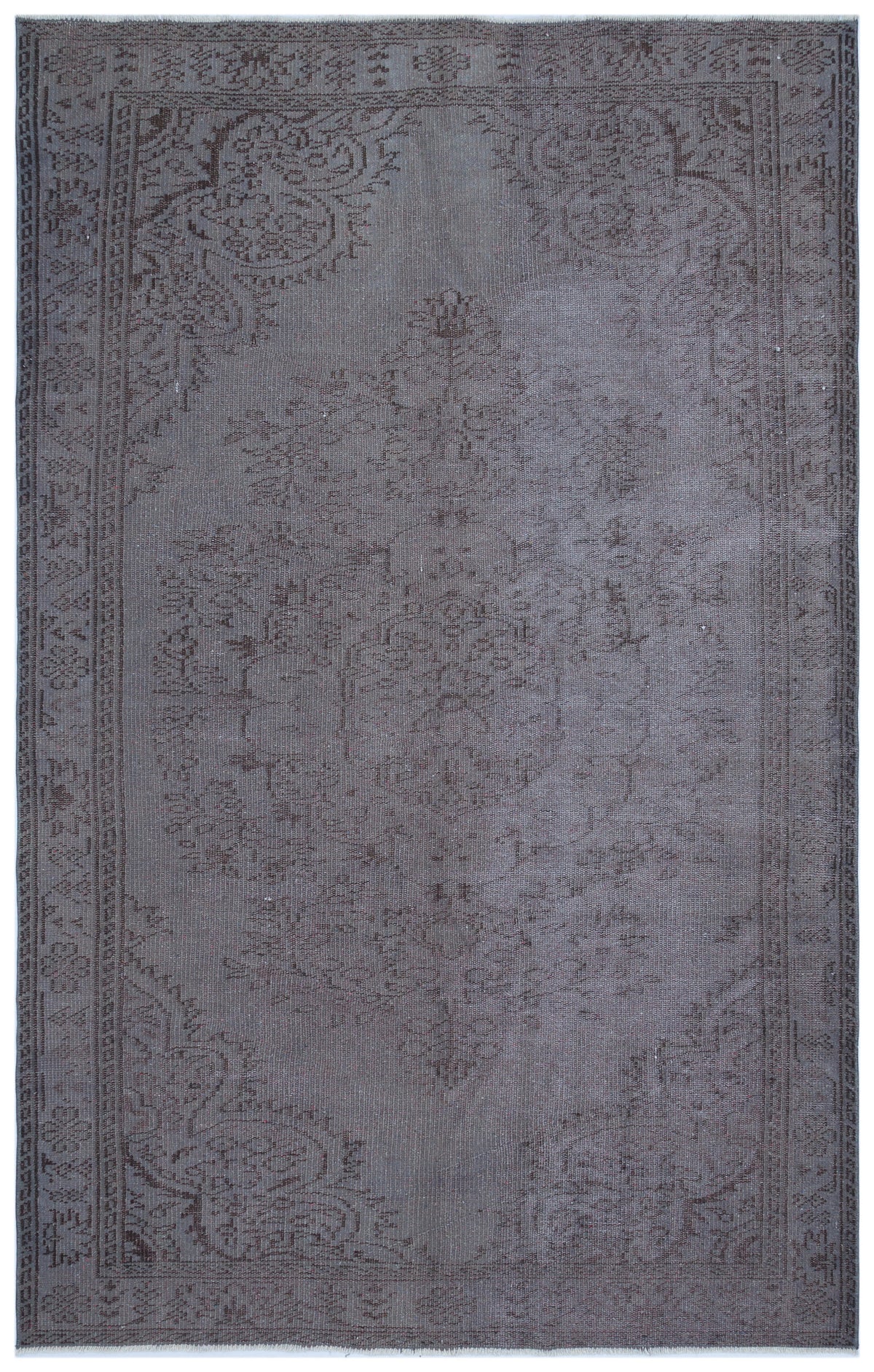 Gray Over Dyed Vintage Rug 5&#39;6&#39;&#39; x 8&#39;8&#39;&#39; ft 168 x 265 cm