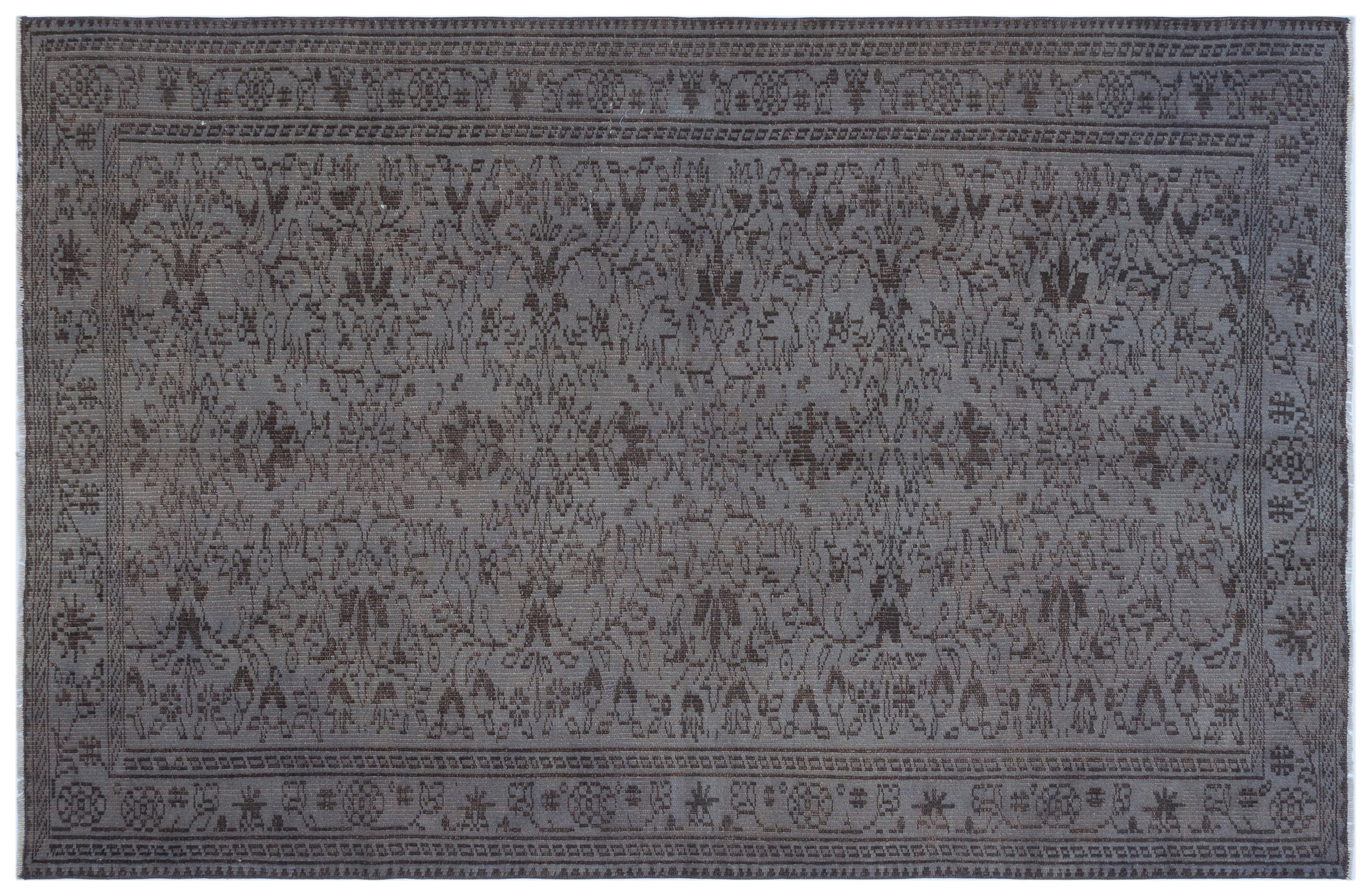 Gray Over Dyed Vintage Rug 5'2'' x 8'0'' ft 157 x 244 cm