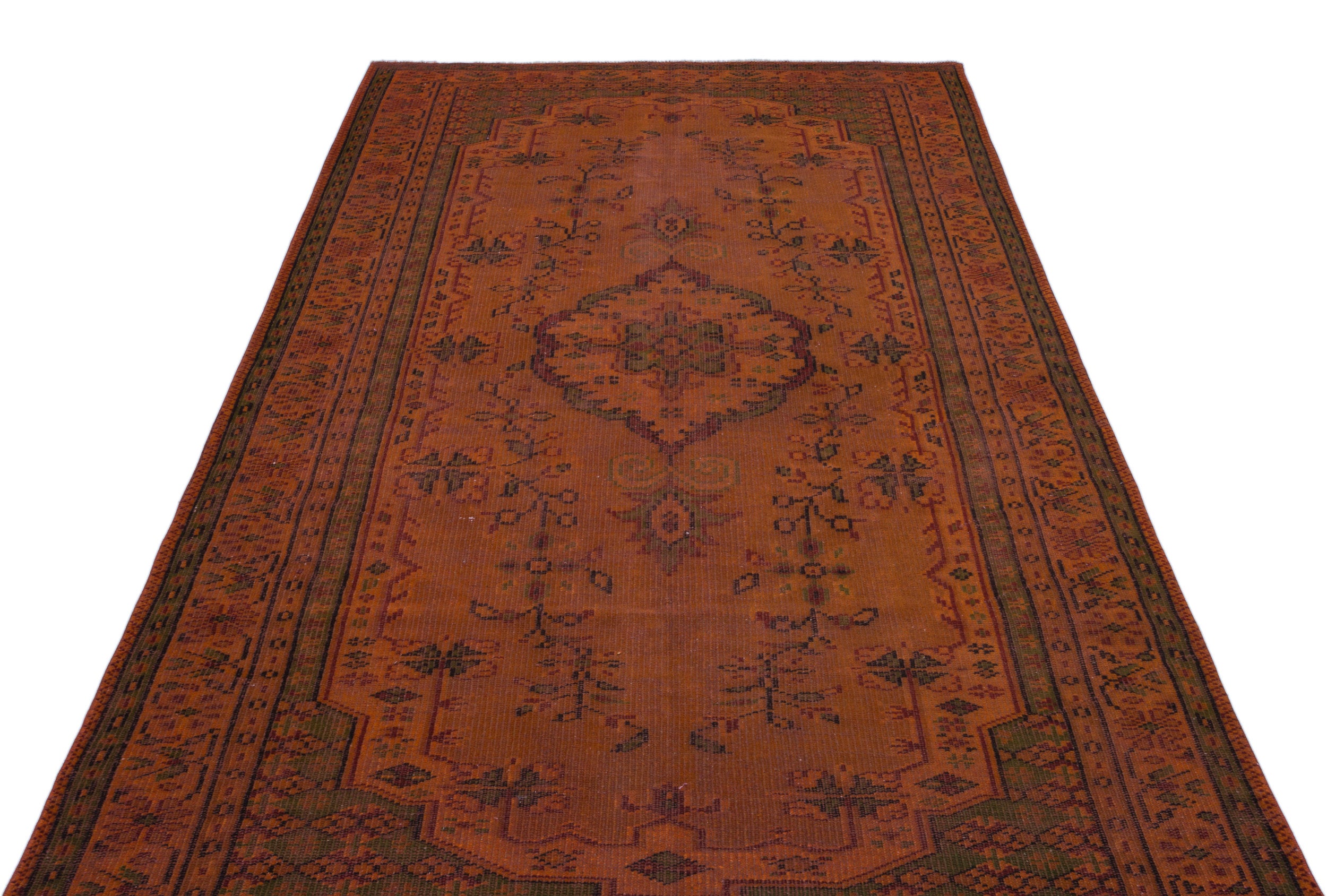 Brown Over Dyed Vintage Rug 5'3'' x 9'1'' ft 161 x 278 cm