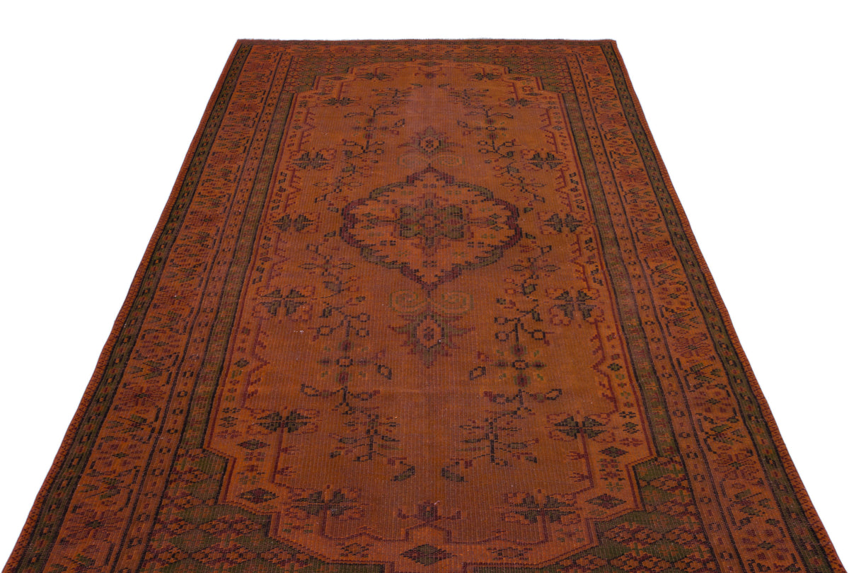 Brown Over Dyed Vintage Rug 5&#39;3&#39;&#39; x 9&#39;1&#39;&#39; ft 161 x 278 cm