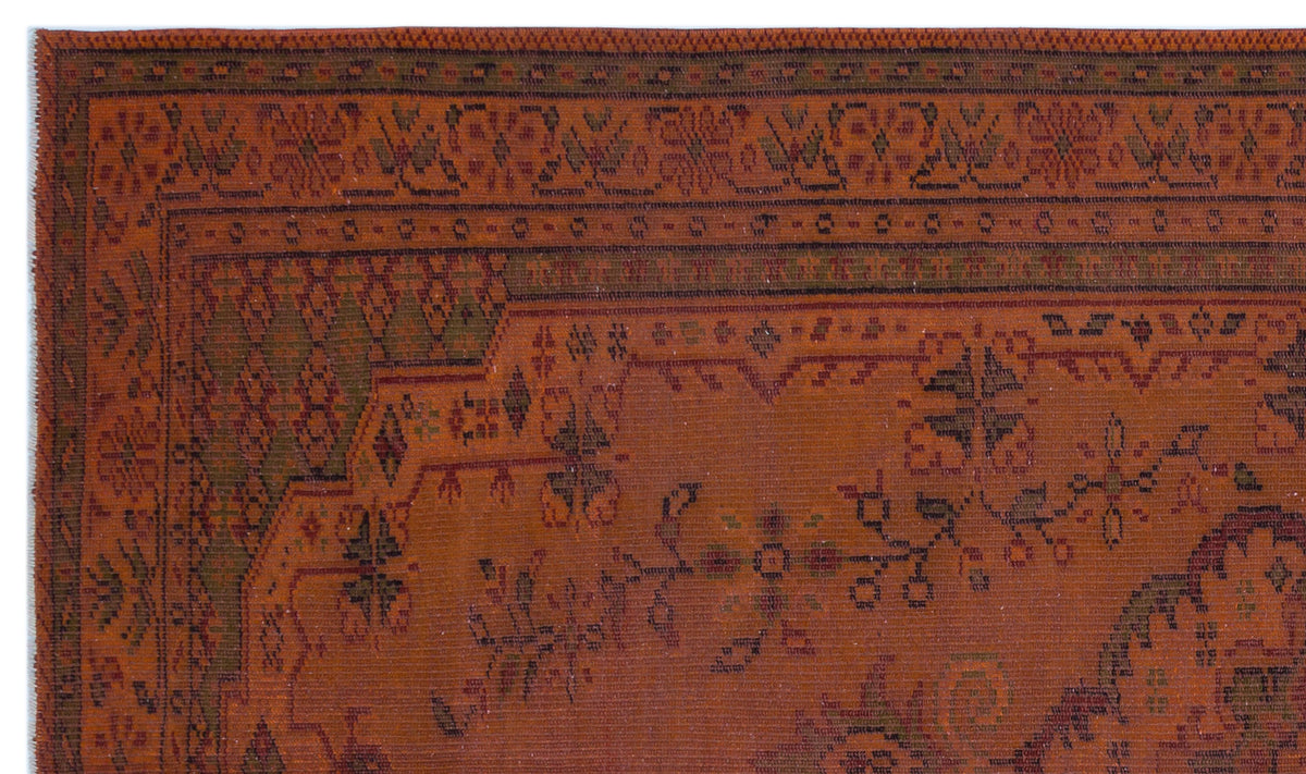 Brown Over Dyed Vintage Rug 5&#39;3&#39;&#39; x 9&#39;1&#39;&#39; ft 161 x 278 cm