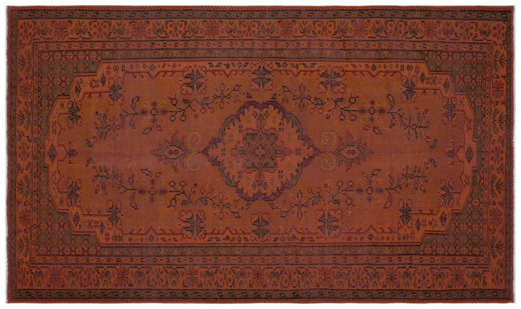Brown Over Dyed Vintage Rug 5'3'' x 9'1'' ft 161 x 278 cm