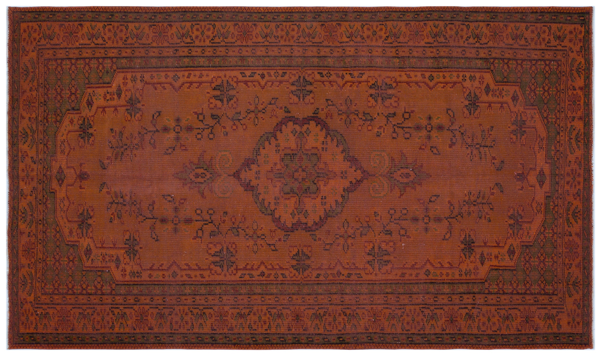 Brown Over Dyed Vintage Rug 5'3'' x 9'1'' ft 161 x 278 cm