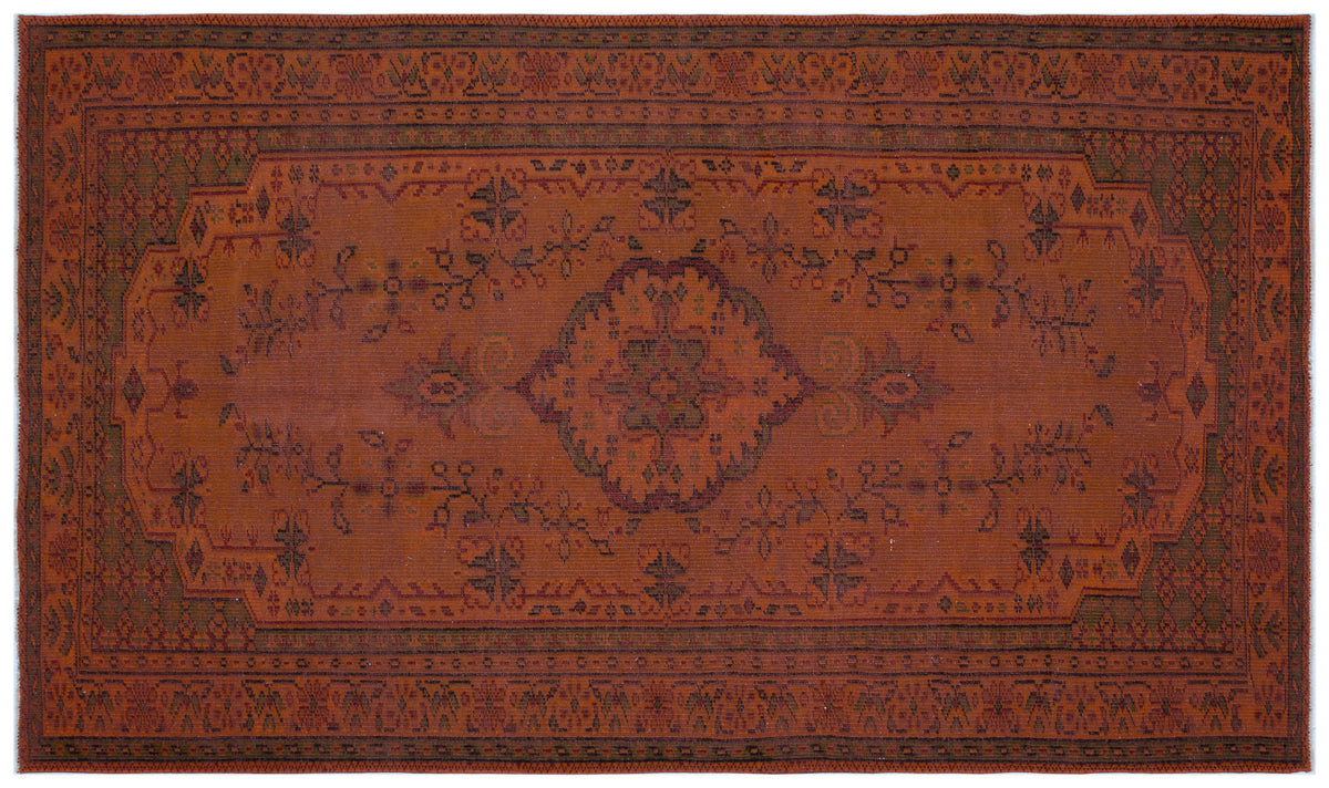 Brown Over Dyed Vintage Rug 5&#39;3&#39;&#39; x 9&#39;1&#39;&#39; ft 161 x 278 cm