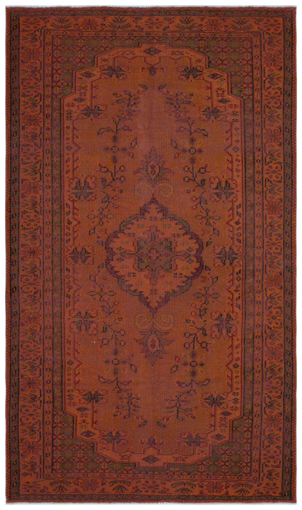 Brown Over Dyed Vintage Rug 5'3'' x 9'1'' ft 161 x 278 cm