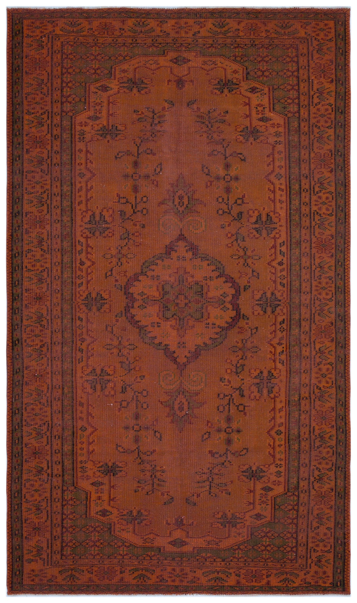 Brown Over Dyed Vintage Rug 5&#39;3&#39;&#39; x 9&#39;1&#39;&#39; ft 161 x 278 cm