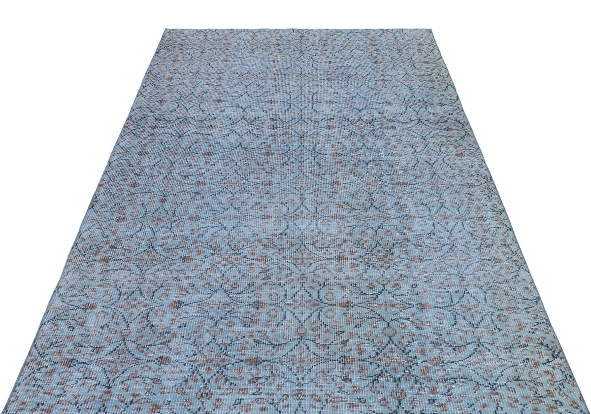 Blue Over Dyed Vintage Rug 5&#39;1&#39;&#39; x 8&#39;11&#39;&#39; ft 154 x 272 cm